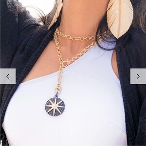 Brand New- Jennifer Miller Starburst CZ Disc Two Tone Charm Necklace